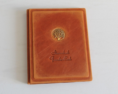 Preview: Stammbuch ♥LEBENSBAUM♥  im Vintage-Look aus cognacbraunem Nappaleder, DIN A5